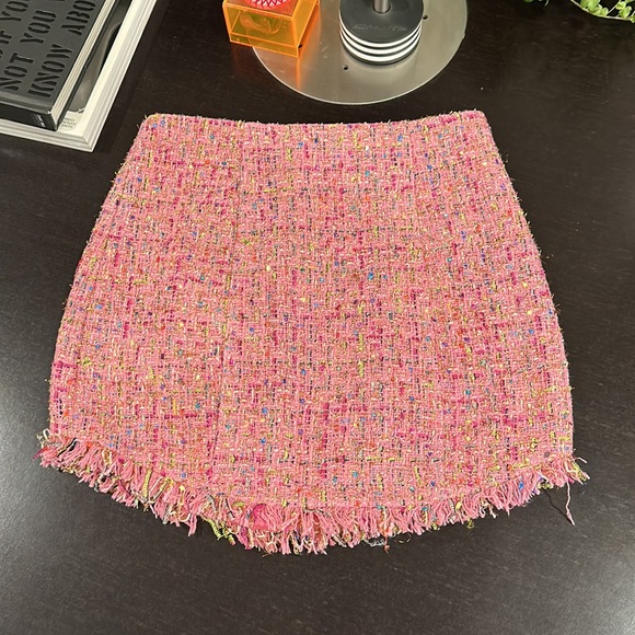 Lovers + Friends Pink Tweed Mini Skirt Revolve - Picture 2 of 7